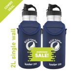 COMBO megaTANKA 2.0L with Mega PP Lid 2 Bottles and 2 Kooler Covers (Dark Blue)